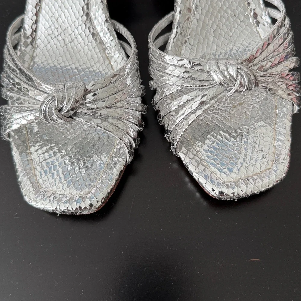 Loeffler Randall Olivia Silver Snake Pumps - Picture 3 of 9